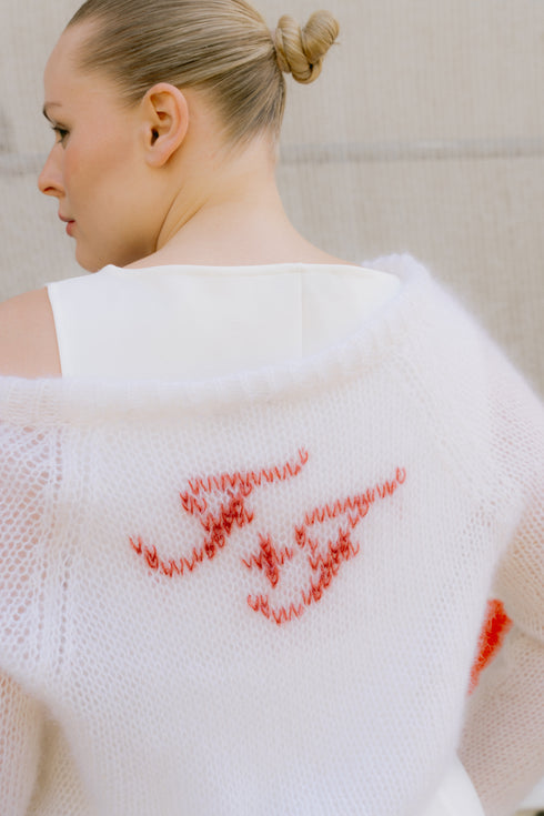 BOWIE Embroidered Bridal Silk Mohair Cardigan